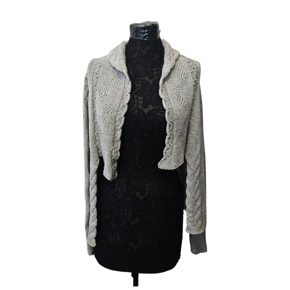 Banana Republic Cable Shawl  Open Front Cardigan Sweater Wool Cashmere Gray  M